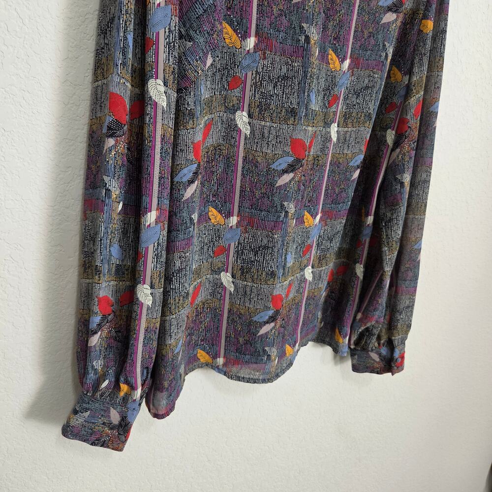 Vintage 80s Blouse Alexandria Womens Large Office Dressy Puff Shoulder Cowl Neck - Picture 15 of 15
